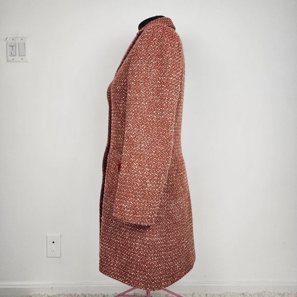 Rodel Spa Italy Wool Blend Coat Red White Cream Fall Winter Size 10 - Picture 8 of 16